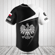 Customize Poland Symbol Black And White Skull Baseball Jersey Shirt