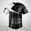 Customize Latvija Symbol Black And White Skull Baseball Jersey Shirt