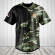 Customize Serbia Black Skull Camouflage Baseball Jersey Shirt