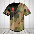 Customize Norway Coat Of Arms Camo Fire Style Baseball Jersey Shirt