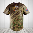 Customize Australia Coat Of Arms Camouflage 3D Baseball Jersey Shirt