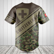 Customize Switzerland Coat Of Arms Camouflage 3D Baseball Jersey Shirt