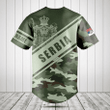 Customize Serbia Coat Of Arms Camouflage 3D Baseball Jersey Shirt