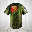 Customize Finland Coat Of Arms Camouflage 3D Baseball Jersey Shirt