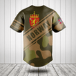 Customize Norway Coat Of Arms Camouflage 3D Baseball Jersey Shirt