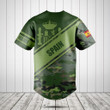 Customize Spain Coat Of Arms Camouflage 3D Baseball Jersey Shirt