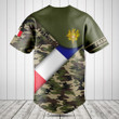 Customize France Flag Camouflage Army Baseball Jersey Shirt