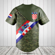 Customize Croatia Flag Camouflage Army Baseball Jersey Shirt