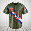 Customize Croatia Flag Camouflage Army Baseball Jersey Shirt