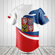 Czech Republic Flag Fire Style Baseball Jersey Shirt