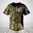 Customize Australia Wing Skull Camouflage Baseball Jersey Shirt