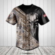 Customize Latvia Wing Skull Camouflage Baseball Jersey Shirt