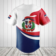 Dominican Republic Flag Fire Style Baseball Jersey Shirt