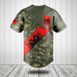 Customize Albania Flag Camouflage Army Baseball Jersey Shirt