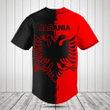 Albania Eagle Red And Black Brush Stroke Baseball Jersey Shirt