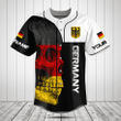 Customize Germany Skull Flag 3D Black And White Baseball Jersey Shirt