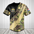 Customize Netherlands Coat Of Arms Camo Fire Style Baseball Jersey Shirt