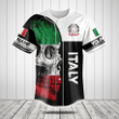 Customize Italy Skull Flag 3D Black And White Baseball Jersey Shirt