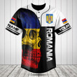 Customize Romania Skull Flag 3D Black And White Baseball Jersey Shirt