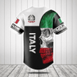 Customize Italy Skull Flag 3D Black And White Baseball Jersey Shirt