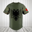 Customize Albania Coat Of Arms Camo Olive Green Baseball Jersey Shirt