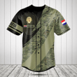Customize Croatian Army Camo Fire Style Baseball Jersey Shirt