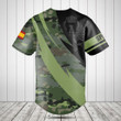 Customize Spanish Army Camo Fire Style Baseball Jersey Shirt