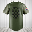 Customize Croatia Black Coat of Arms Baseball Jersey Shirt