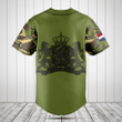 Customize Netherlands Army Black Symbol Camo Baseball Jersey Shirt