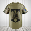 Customize Romania Black Coat Of Arms Camo Baseball Jersey Shirt