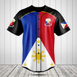 Philippines Pilipinas Coat of Arms And Flag Black Baseball Jersey Shirt