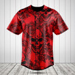 Skull Rose Mandala Red Baseball Jersey Shirt