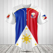 Philippines Pilipinas Coat of Arms And Flag White Baseball Jersey Shirt