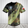 Customize Thuringia Coat of Arms Camo Fire Style Baseball Jersey Shirt