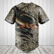 Pike Fishing Camouflage 3D Baseball Jersey Shirt