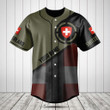 Customize Switzerland Round Style Grunge Flag Baseball Jersey Shirt