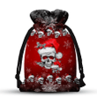 Christmas Santa Skull Red Drawstring Gift Bag