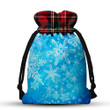 Christmas Tartan Snowflakes Drawstring Gift Bag