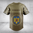 Customize Romania Coat Of Arms Camouflage Style Baseball Jersey Shirt