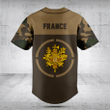 Customize France Coat Of Arms Camouflage Style Baseball Jersey Shirt