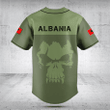 Customize Albania Skull Green Baseball Jersey Shirt