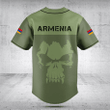 Customize Armenia Skull Green Baseball Jersey Shirt