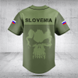 Customize Slovenia Skull Green Baseball Jersey Shirt