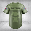 Customize Slovakia Skull Green Baseball Jersey Shirt