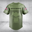 Customize United Kingdom Skull Green Baseball Jersey Shirt