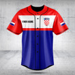 Customize Croatia Flag - Blue Baseball Jersey Shirt