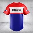 Customize Croatia Flag - Blue Baseball Jersey Shirt