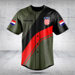 Customize Croatia Flag Olive Green Baseball Jersey Shirt