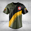 Customize Lithuania Flag Olive Green Baseball Jersey Shirt
