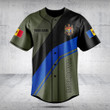 Customize Moldova Flag Olive Green Baseball Jersey Shirt
